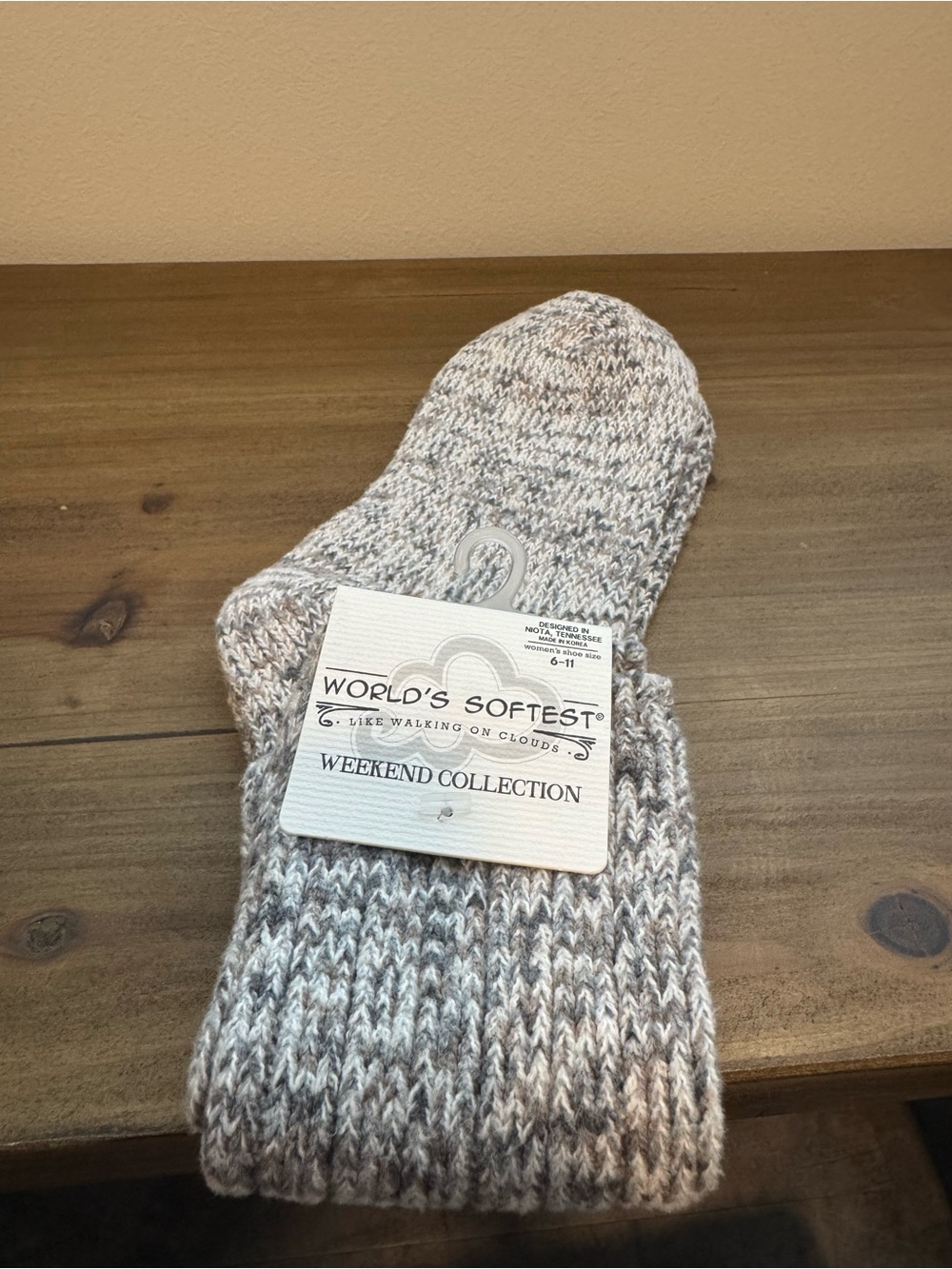 World's Softest Weekend Collection Marled Knit Slipper Socks - Gray